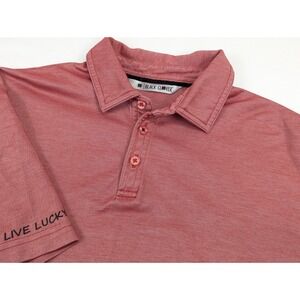 Black Clover Golf Polo Shirt Mens Medium Red Live Lucky Stretch‎ Performance